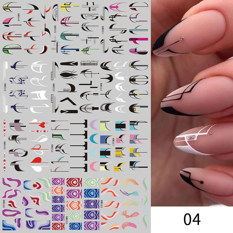 New European And American Feng Shui Print Line Flower Nail Stickers
