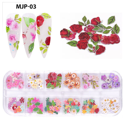 Manicure Wood Pulp Piece Butterfly Color Little Flower Christmas Halloween Nail Ornament Set