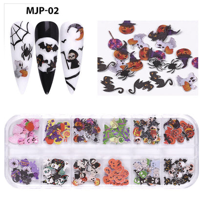 Manicure Wood Pulp Piece Butterfly Color Little Flower Christmas Halloween Nail Ornament Set