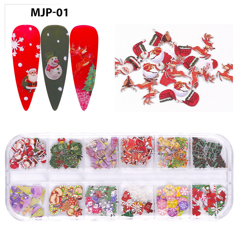 Manicure Wood Pulp Piece Butterfly Color Little Flower Christmas Halloween Nail Ornament Set