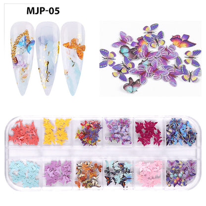 Manicure Wood Pulp Piece Butterfly Color Little Flower Christmas Halloween Nail Ornament Set