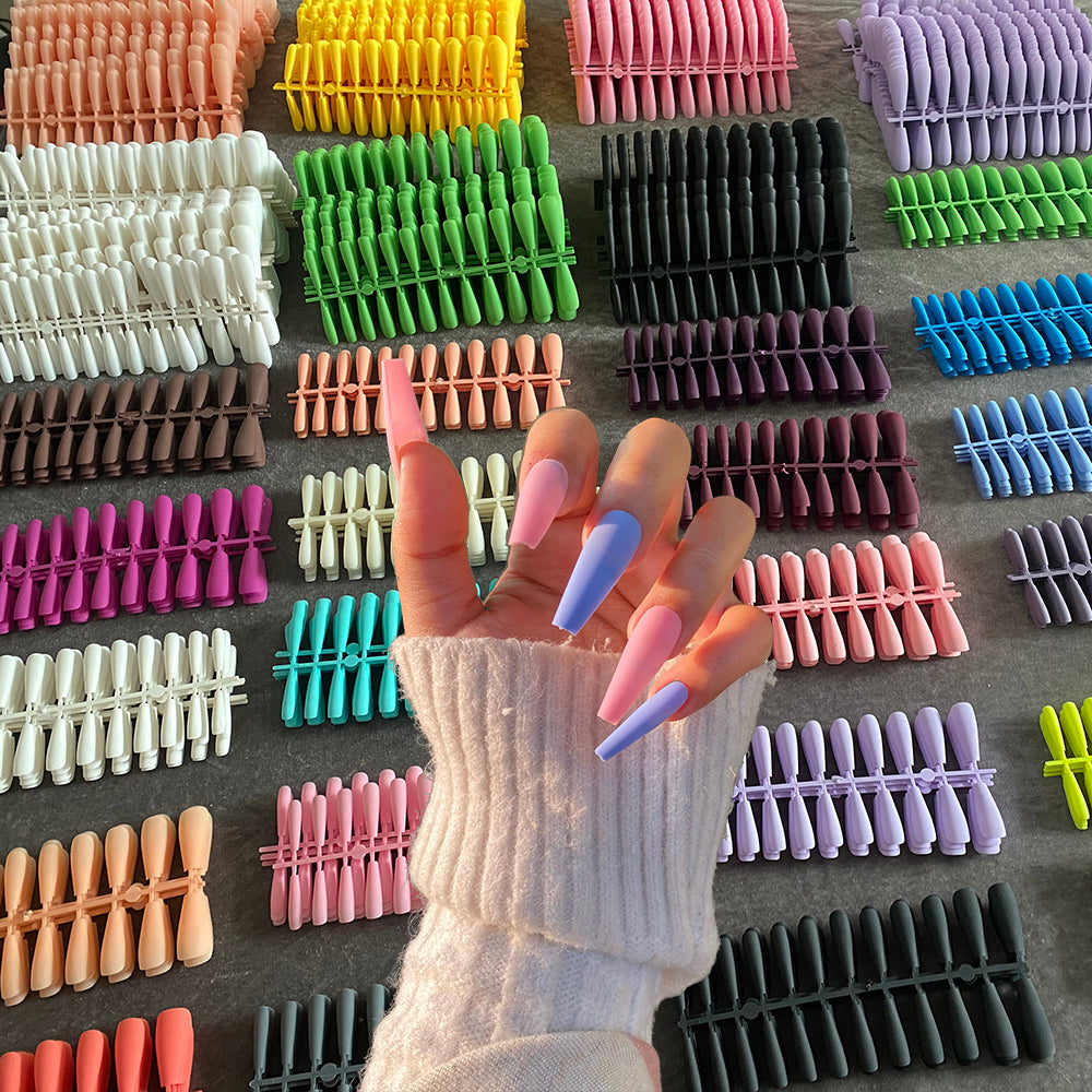 24pcs Mix Colors Matte Super Ong Coffin False Nail Ballet