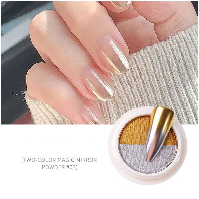 New two-color nail art solid gradient mirror powder