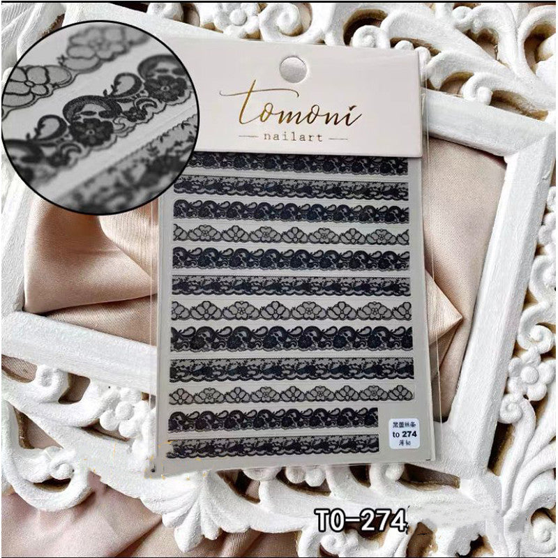 Lace Embossed Sticker Black And White Decal Nail Enhancement