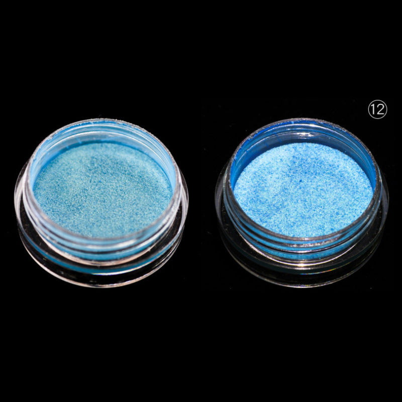 12 Colors Nail Art Luminous Powder Magic Mirror Effect Powder Nail Fluorescent Powder
