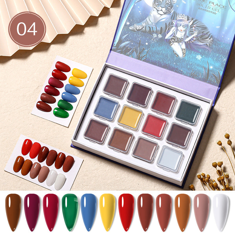 12Color Japanese Style Phototherapy Nail Solid Glue Dustproof