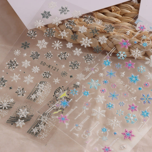 5D Relief Nail Stickers European And American Style Christmas Snowflake