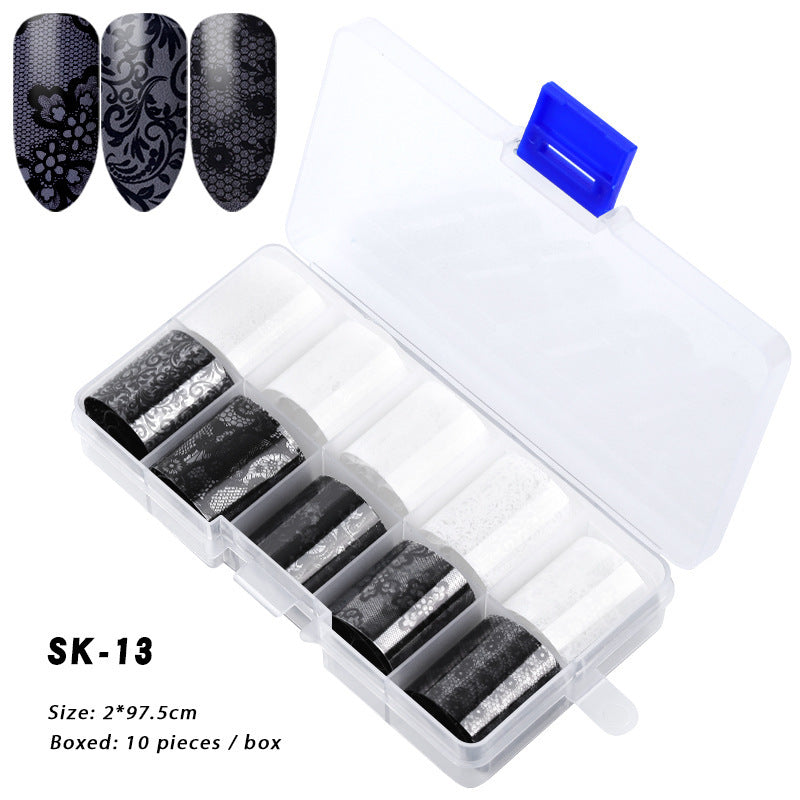 10 Boxes Of Holographic Nail Stickers AB Color Nail Art