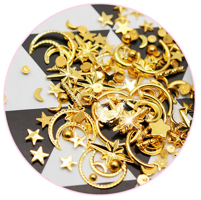 Japanese Alloy Hollow Star And Moon Nail Jewelry Diamond Box Sequins