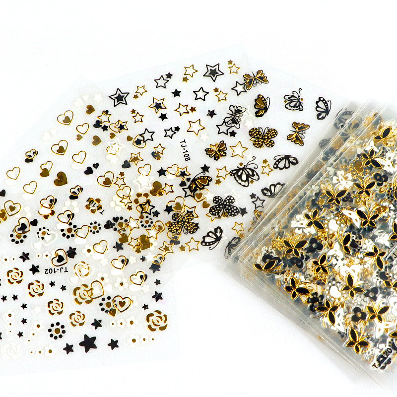 3D Three-dimensional Manicure Bronzing Sticker Butterfly Flower