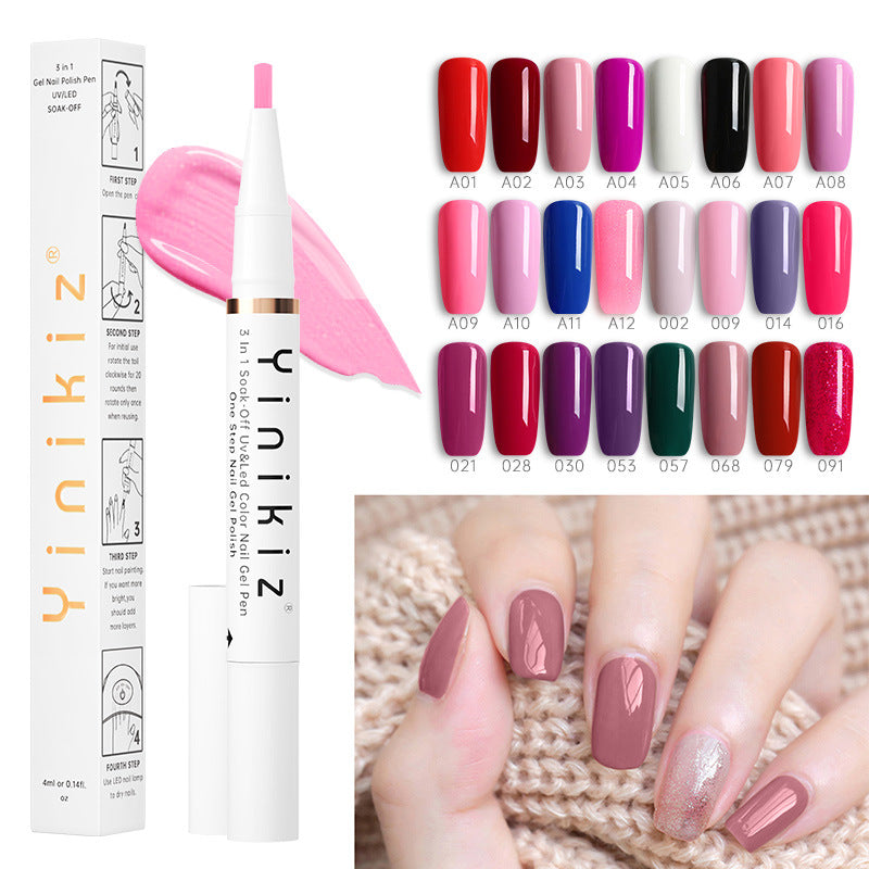 One-Step Glue Lazy Pen White Three-in-one UV Polish Convenient And Fast Beginner Manicure