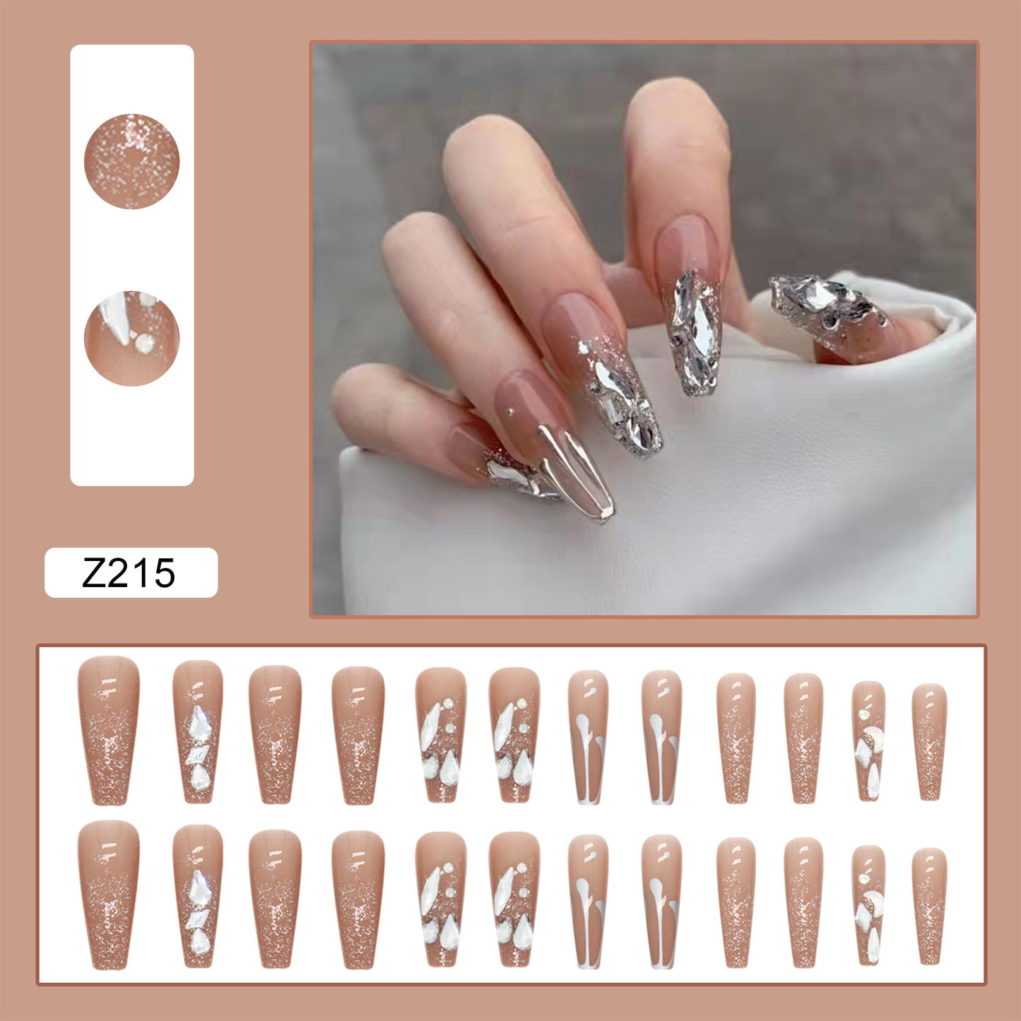 Wearable Diamond Shiny Nail Pieces Removable