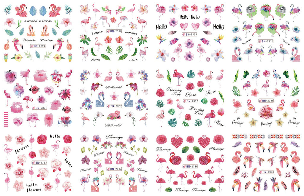 Nail Art Large Watermark Stickers Beach Tropical Rainforest Love Abstract Stickers Wholesale BN1957-2376