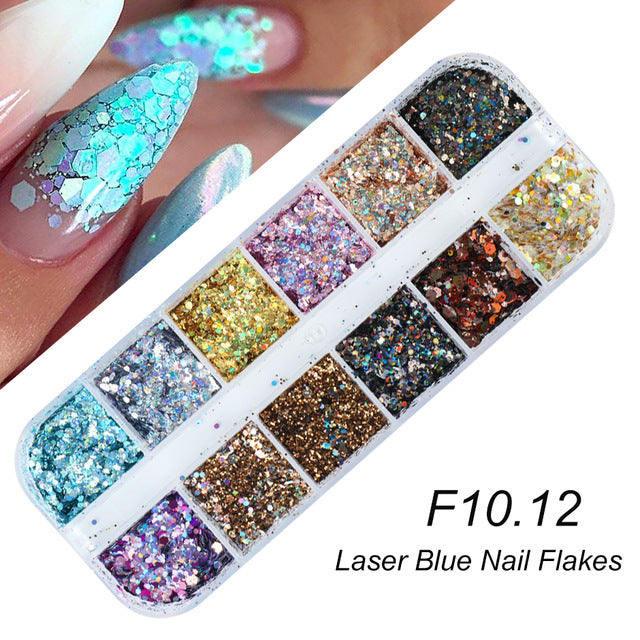 Nail Gold And Silver Glitter Laser Sequins