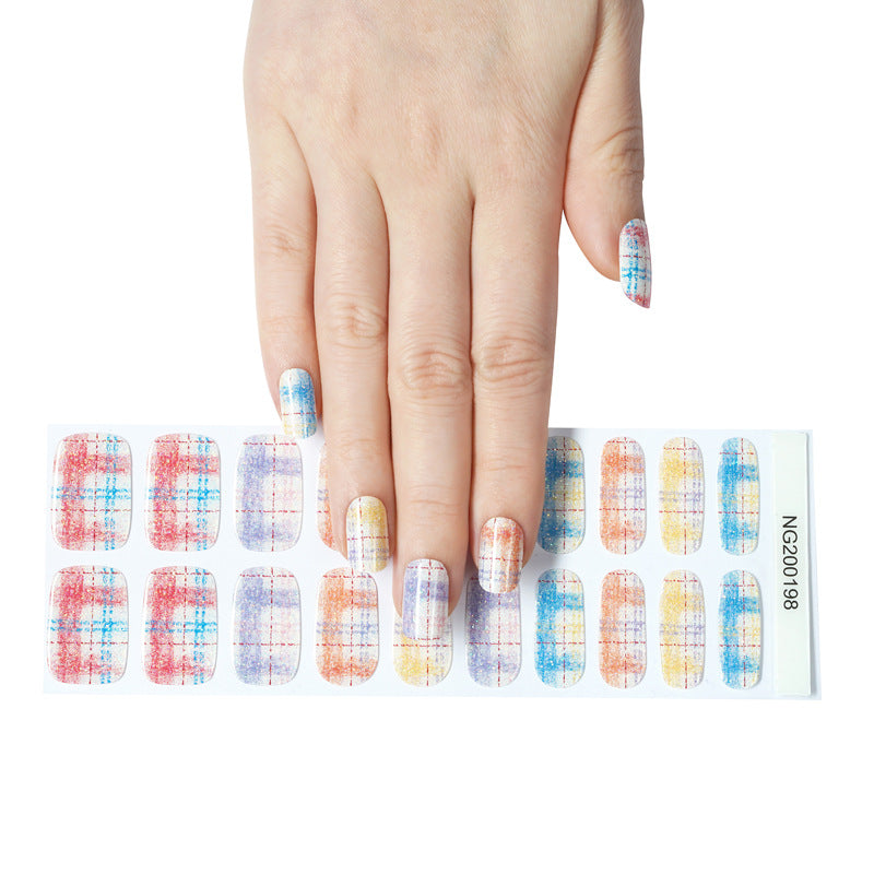 Gel Nail Stickers 20 Finger Phototherapy Light UV Polish Nail Sticker Half Baked Nail Stickers