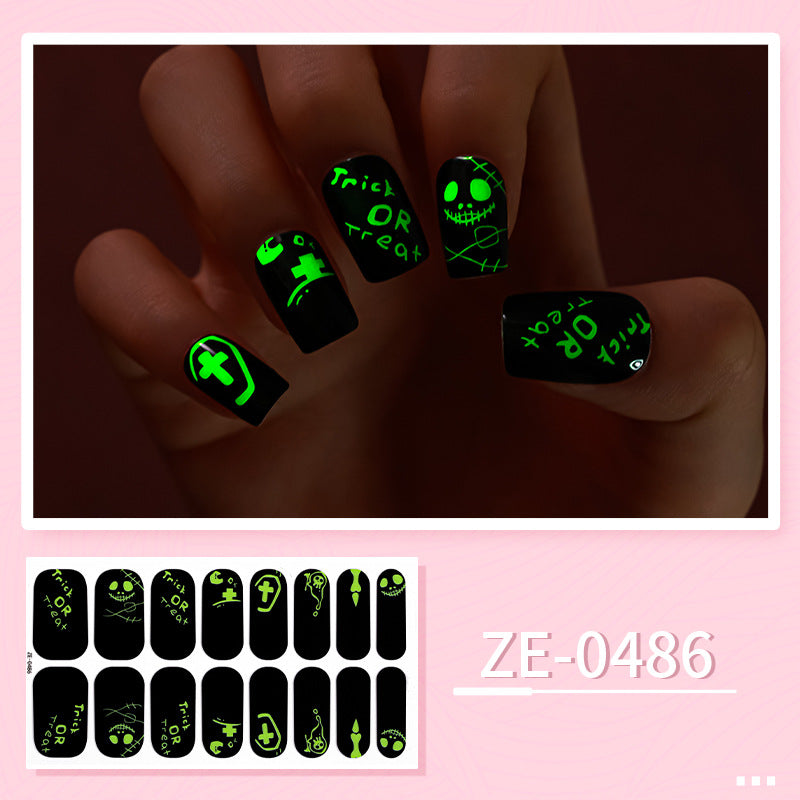 Apply Oil Film Fluorescent Nail Enhancement Sticker Glow At Night