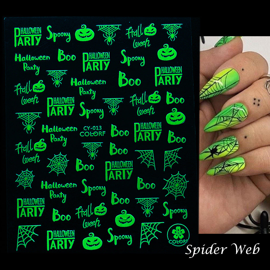 Halloween Skull Pumpkin Tree Funny Adhesive Nail Stickers