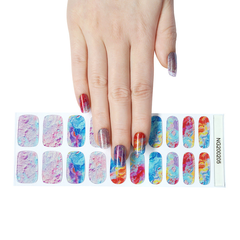 Gel Nail Stickers 20 Finger Phototherapy Light UV Polish Nail Sticker Half Baked Nail Stickers
