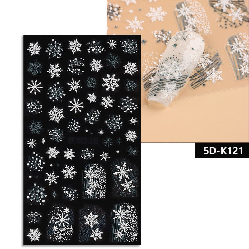 5D Relief Nail Stickers European And American Style Christmas Snowflake