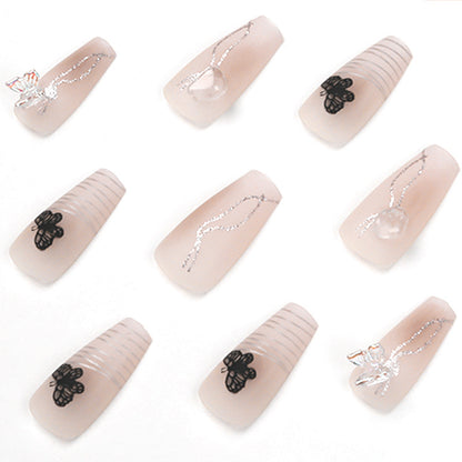 Gradient Black Line Butterfly Swoosh Wearable Nail