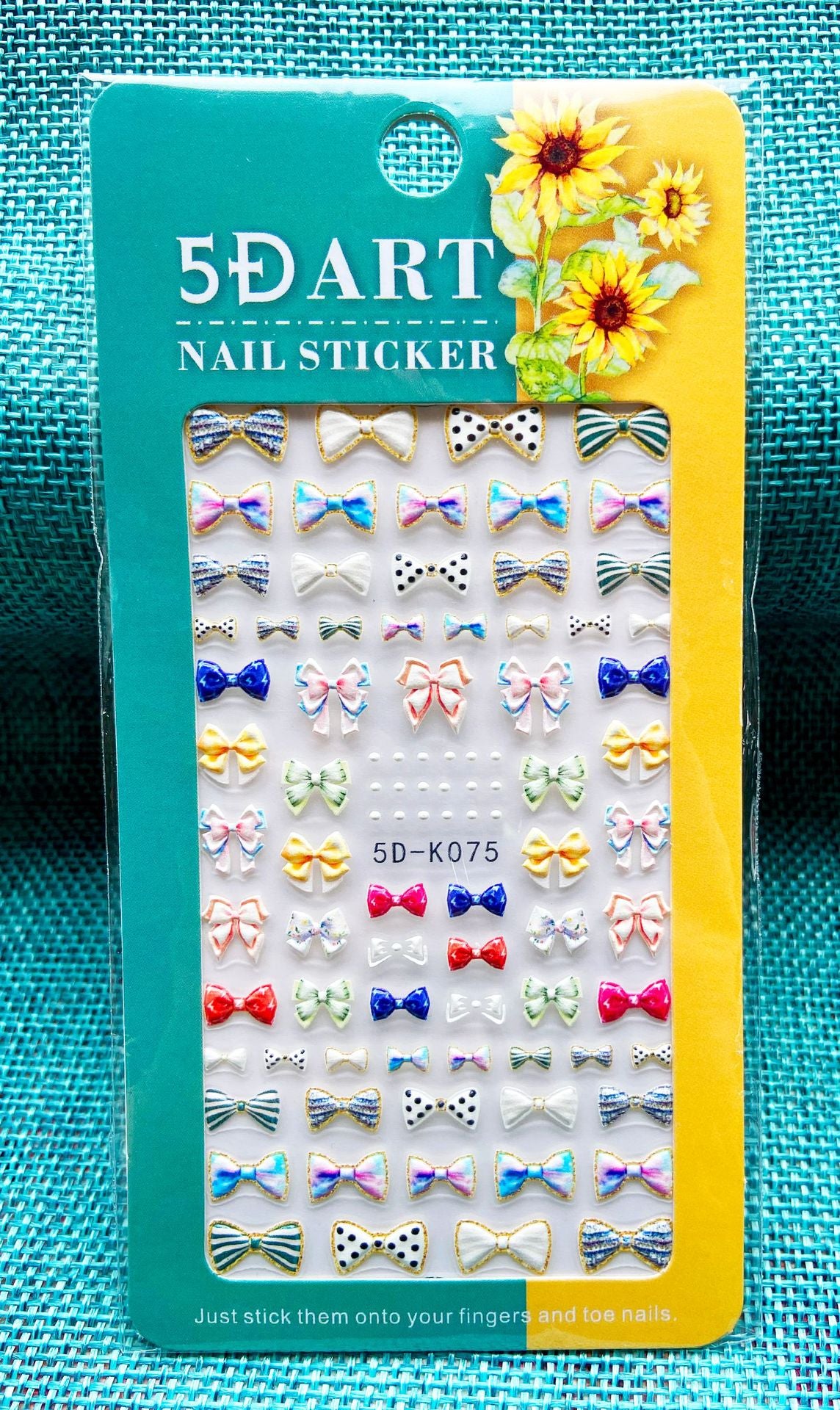 Embossed Nail Sticker Plaid Nail Sticker Three-dimensional Bow Nail Sticker Summer Nail Sticker