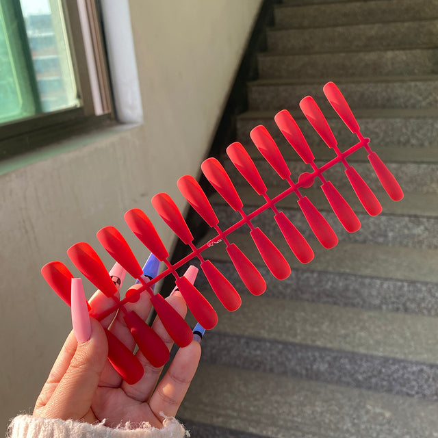 24pcs Mix Colors Matte Super Ong Coffin False Nail Ballet