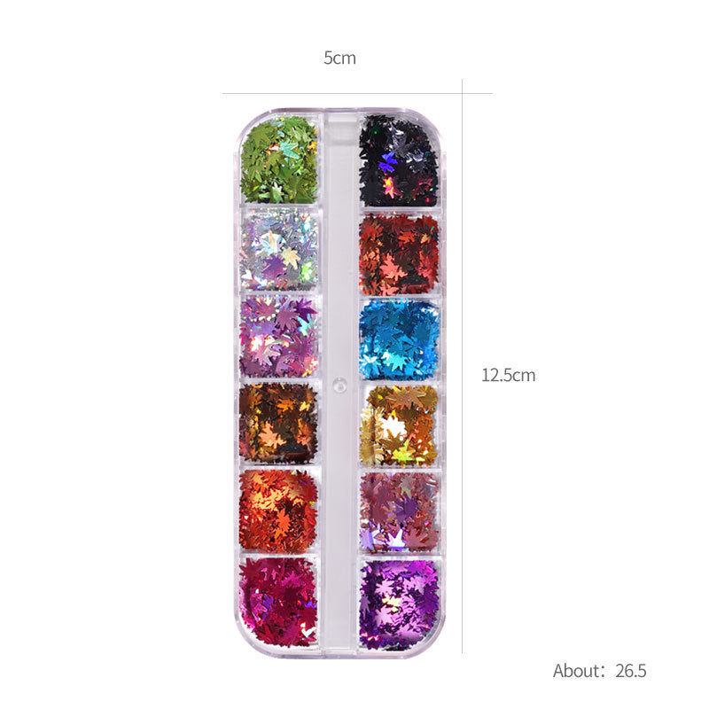 Nail Sequins Ins Classic Hot Color-changing Maple Leaf Laser Two-color Thin Sequins Thanksgiving Nail