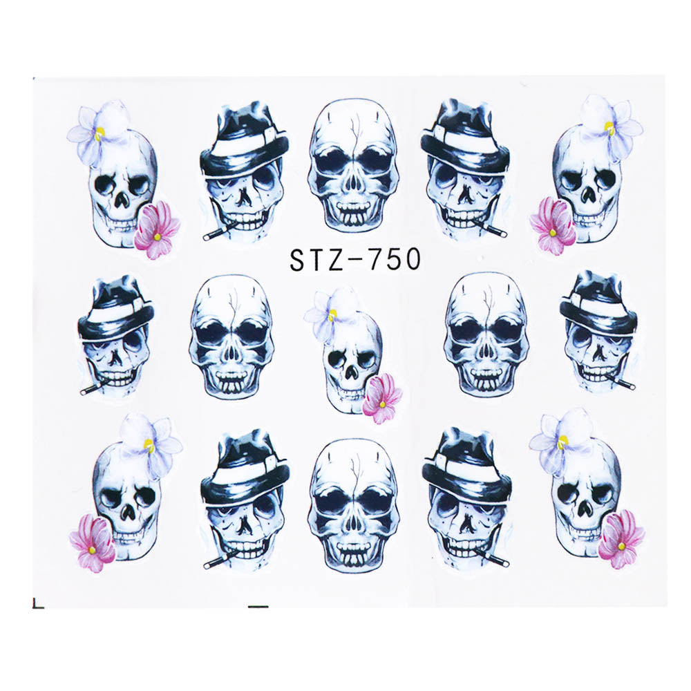 Halloween Theme Skull And Devil Water Transfer Nail Stickers