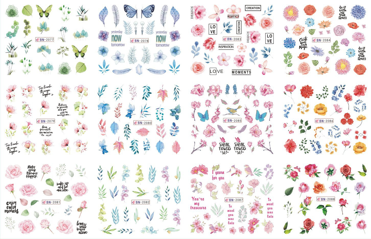 Nail Art Large Watermark Stickers Beach Tropical Rainforest Love Abstract Stickers Wholesale BN1957-2376