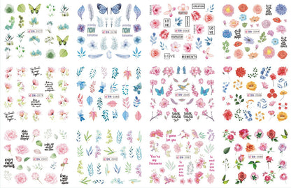 Nail Art Large Watermark Stickers Beach Tropical Rainforest Love Abstract Stickers Wholesale BN1957-2376