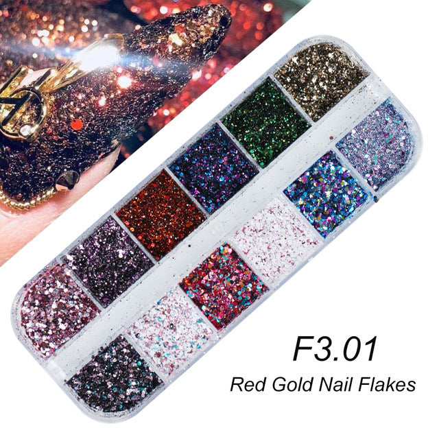 Nail Gold And Silver Glitter Laser Sequins