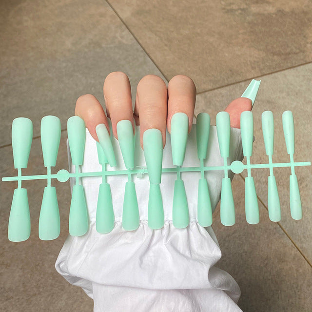 24pcs Mix Colors Matte Super Ong Coffin False Nail Ballet