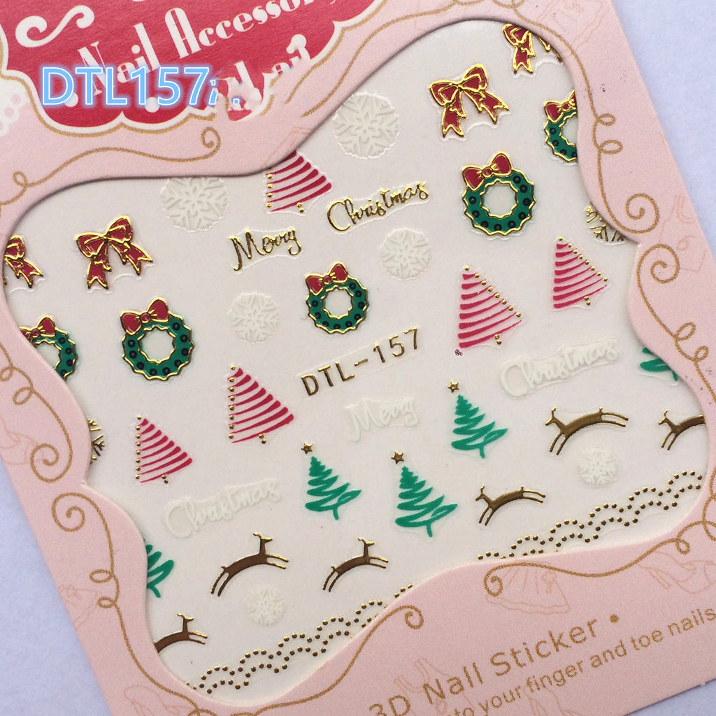 3D Christmas nail decals
