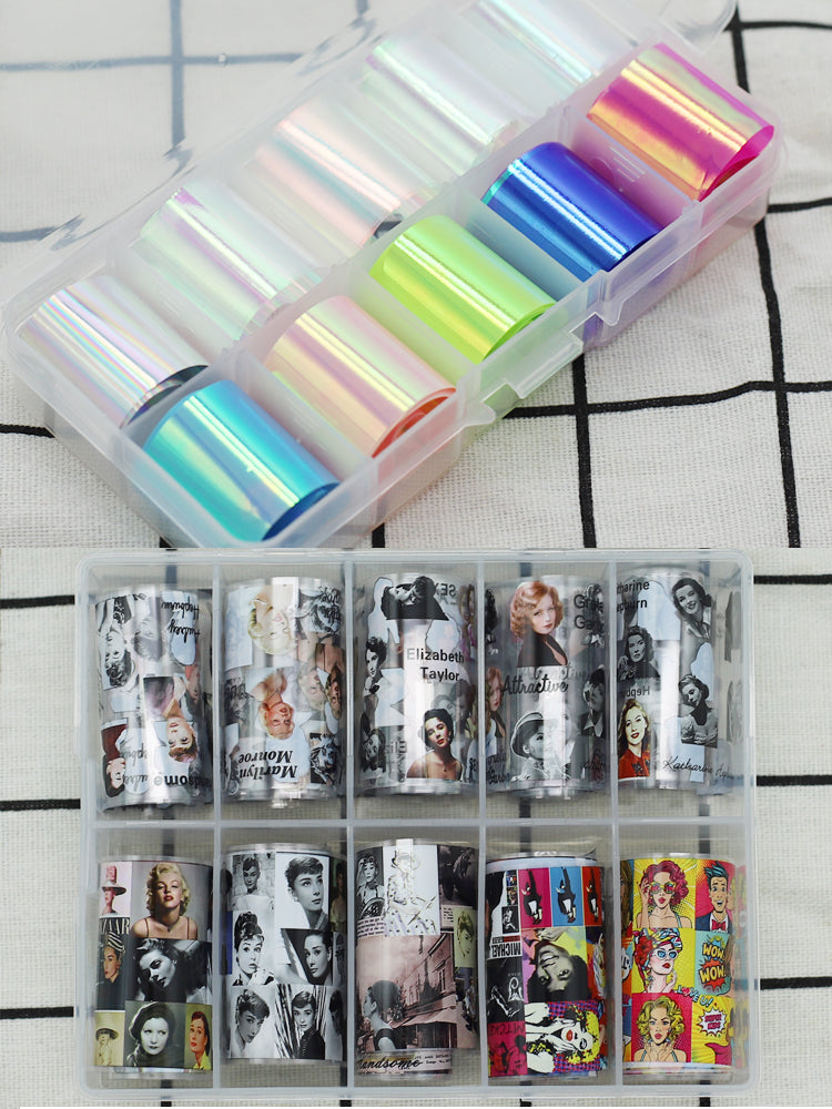 Star Net Red Nail Sticker Gold Foil Decoration Fragment Sticker