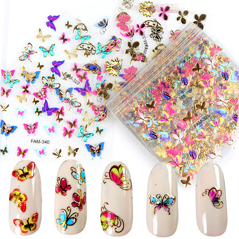 3D Three-dimensional Manicure Bronzing Sticker Butterfly Flower