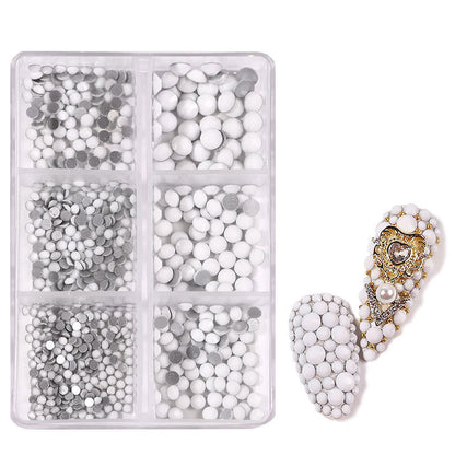 Porcelain White Champagne 6-compartment Nail Sticker