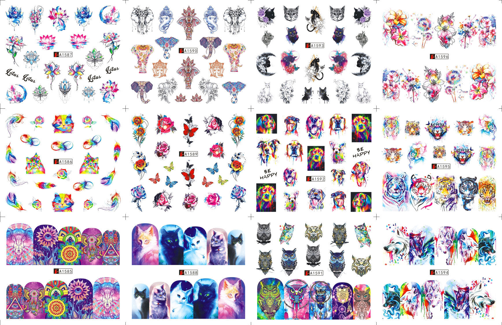 New Foreign Trade Water-based Easter Rabbit Flower English Water Transfer Nail Beauty Applique Nail Sticker