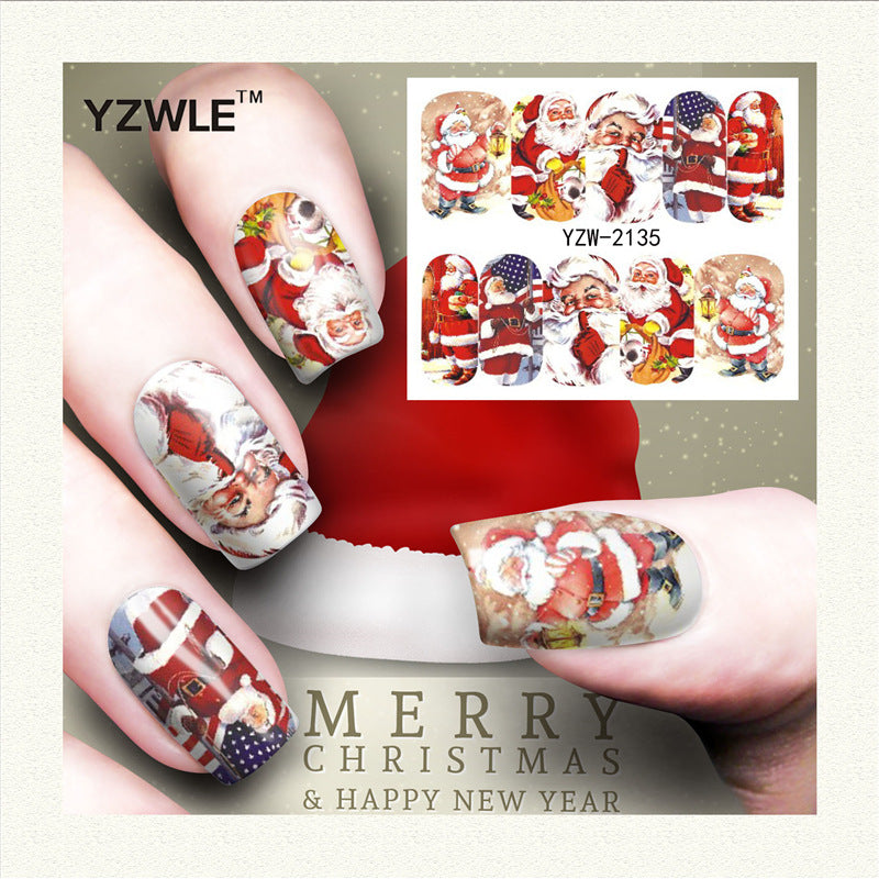 Red snowflake deer snowman nail sticker