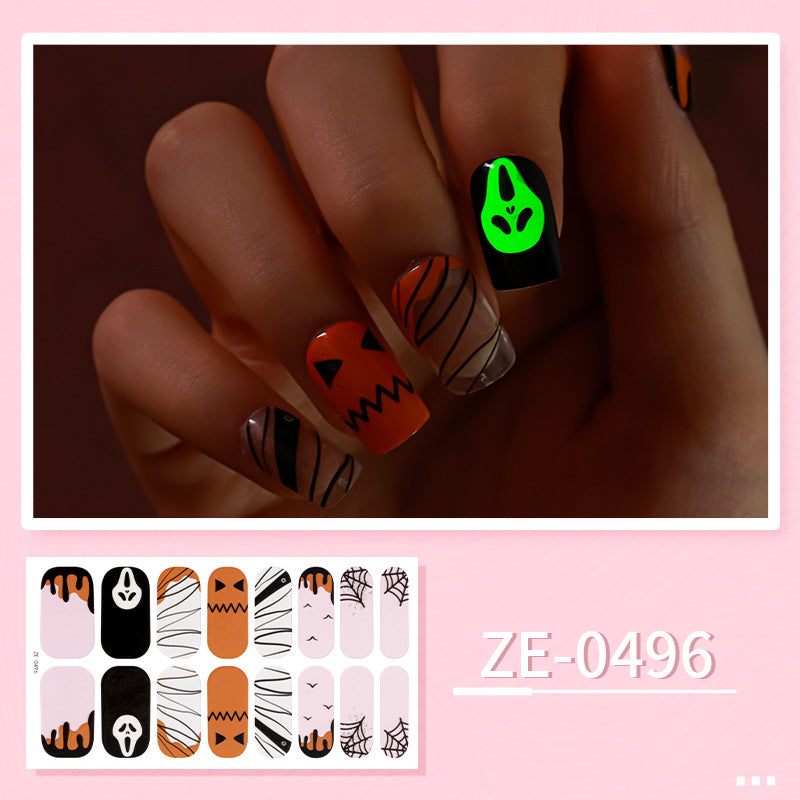 Apply Oil Film Fluorescent Nail Enhancement Sticker Glow At Night