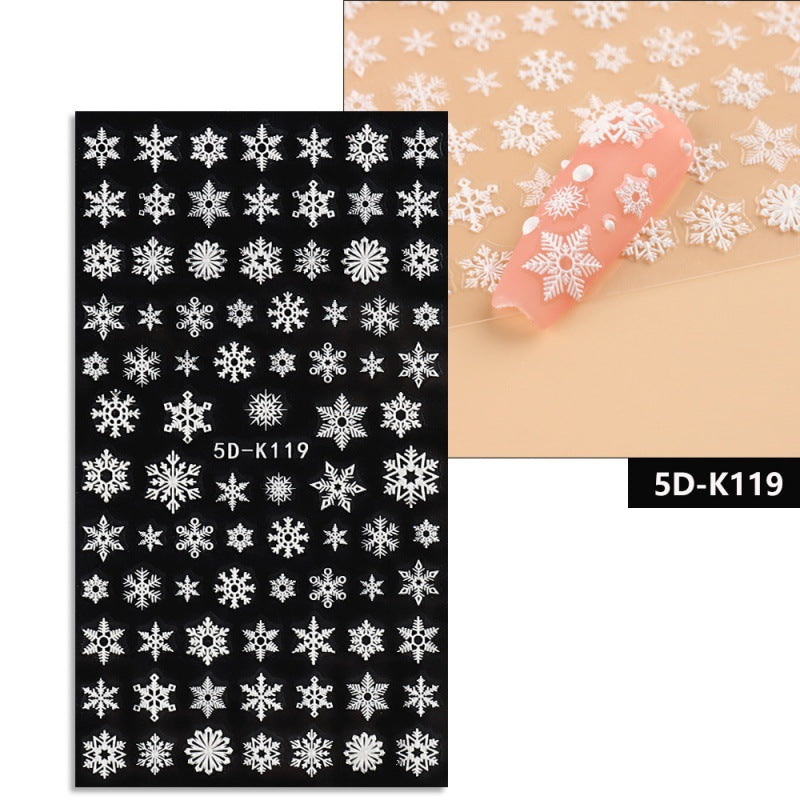 5D Relief Nail Stickers European And American Style Christmas Snowflake