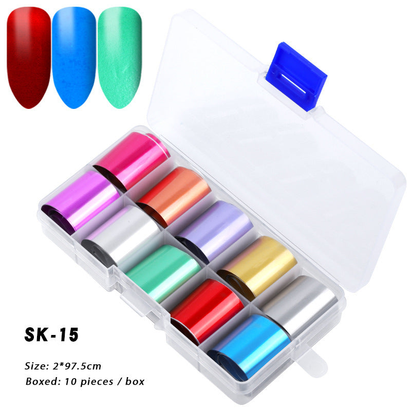 10 Boxes Of Holographic Nail Stickers AB Color Nail Art