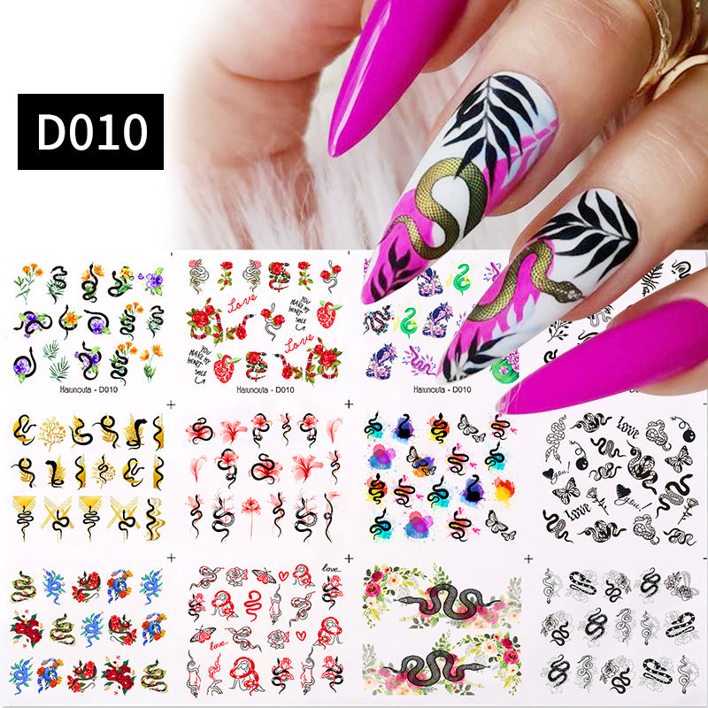 Nail Art Sticker Snake Rainbow Transfer DIY