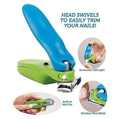 Handle 150 Degree Swivel Nail Clipper with LED Light