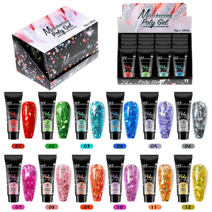 12 Color Extender Sequin Nail Enhancement Set