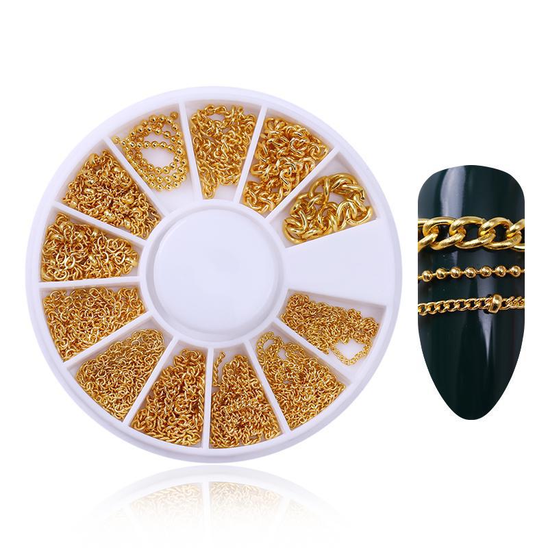 Nail Beauty Chain Alloy DIY Gold Beads