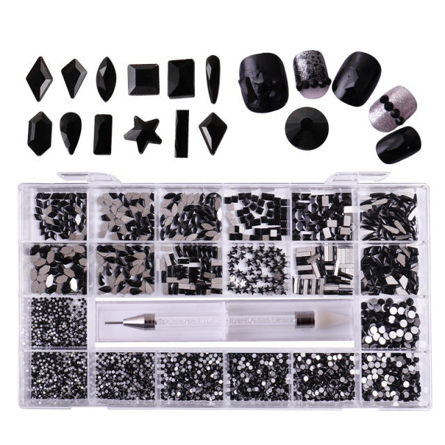21 Grid Manicure Jewelry Boxed Glass Special-shaped Belt Diamond Pen