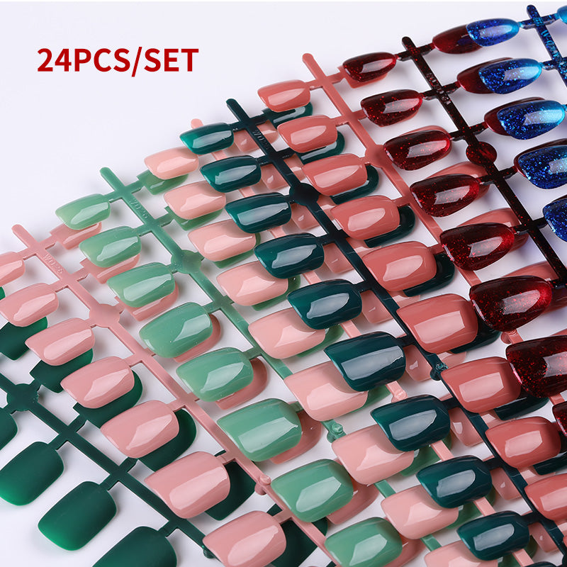 24pcs Solid Color Wear Fake Nail