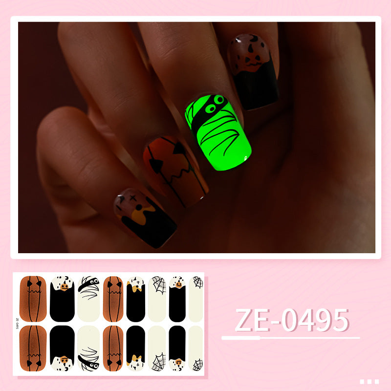 Apply Oil Film Fluorescent Nail Enhancement Sticker Glow At Night