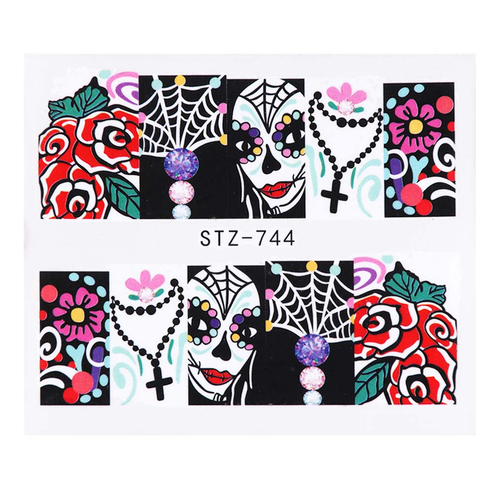 Halloween Theme Skull And Devil Water Transfer Nail Stickers