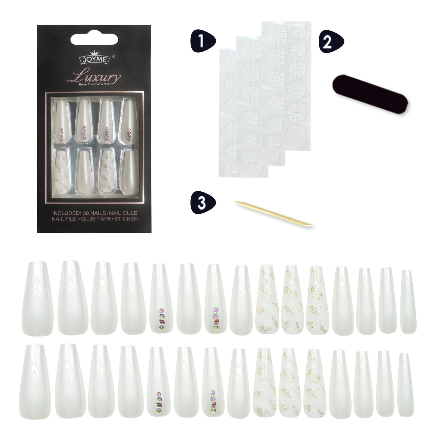 Finished Nail Beauty Long Ballet Nail Stickers 30 Pieces Delivery Tool For Free